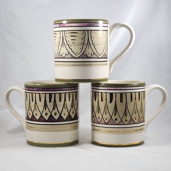 Starbucks Sberna Deruta Italy Coffee Mug 3pc Set Rare Gold Trim Italian Tea Cups - Picture 5 of 10